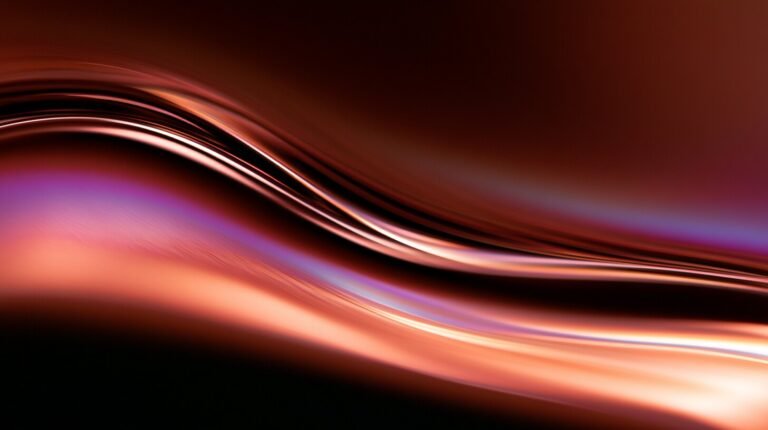 A cyclical band of iridescence curving across dark water