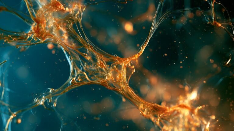 Golden threads entering and leaving a dark field, an abstract image of rate rather than presence
