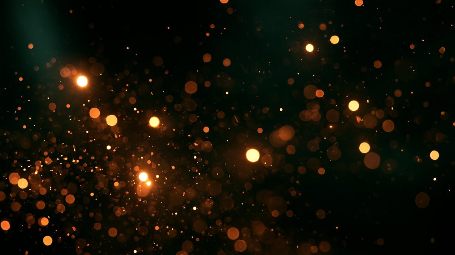 Points of warm light scattered at varying depths in darkness