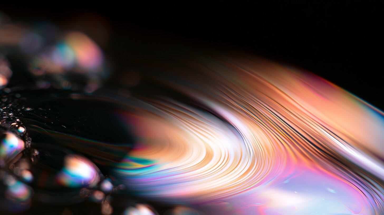 Rose and violet interference patterns thinning across a surface