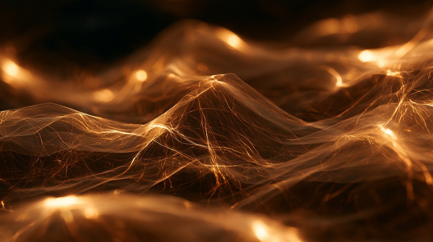 A thin translucent sheet lit from within against deep charcoal
