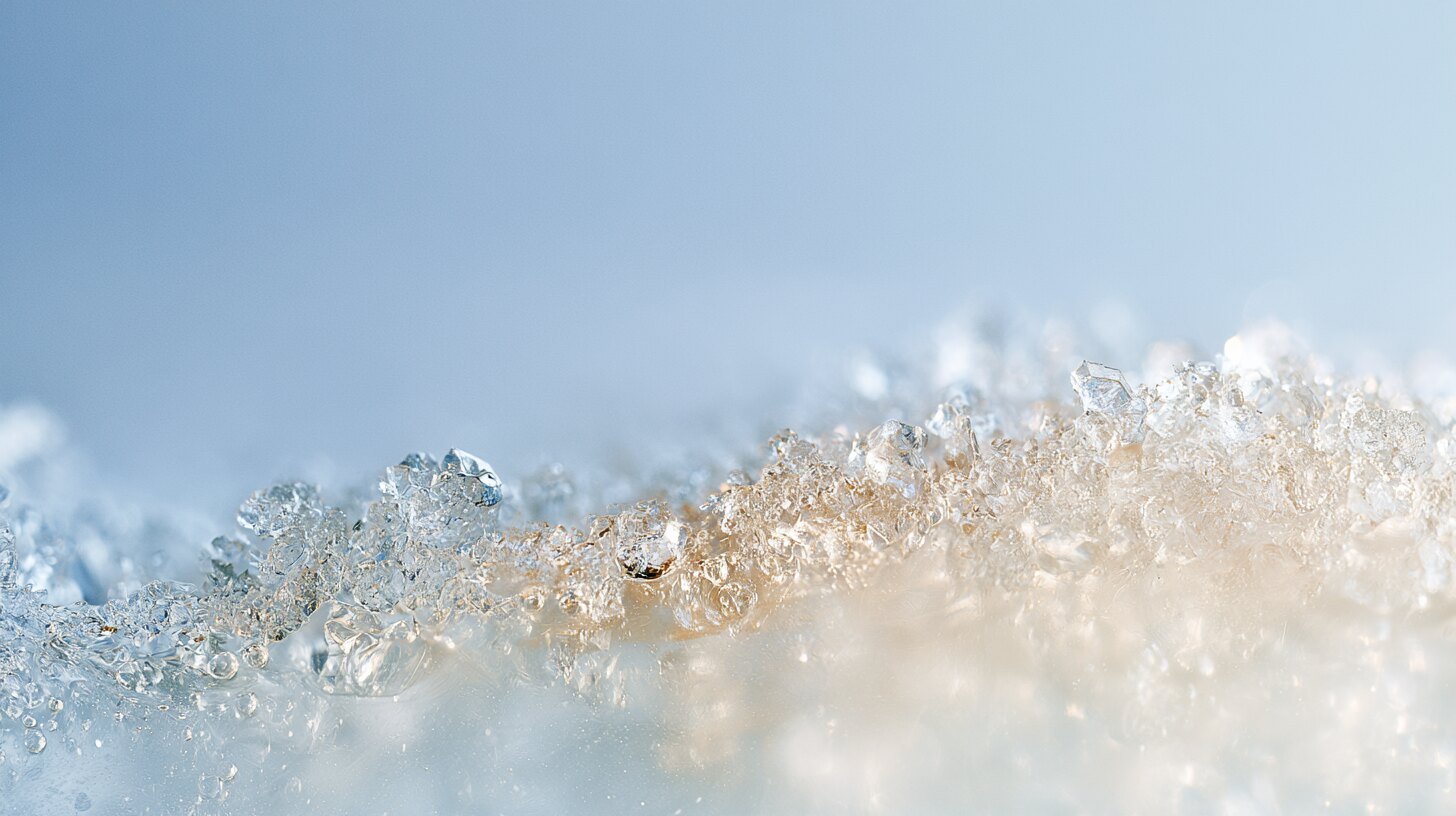 Crystalline forms dissolving at the edge into clear liquid