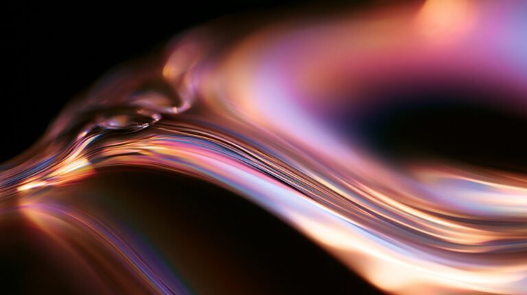 Iridescent bands shifting across a dark water surface